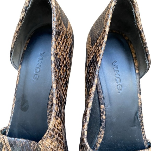 VINCE Coffee Leather Brown Snake Print 3/4" Espadrille Braided Jute I Size: 6.5 - Picture 13 of 16